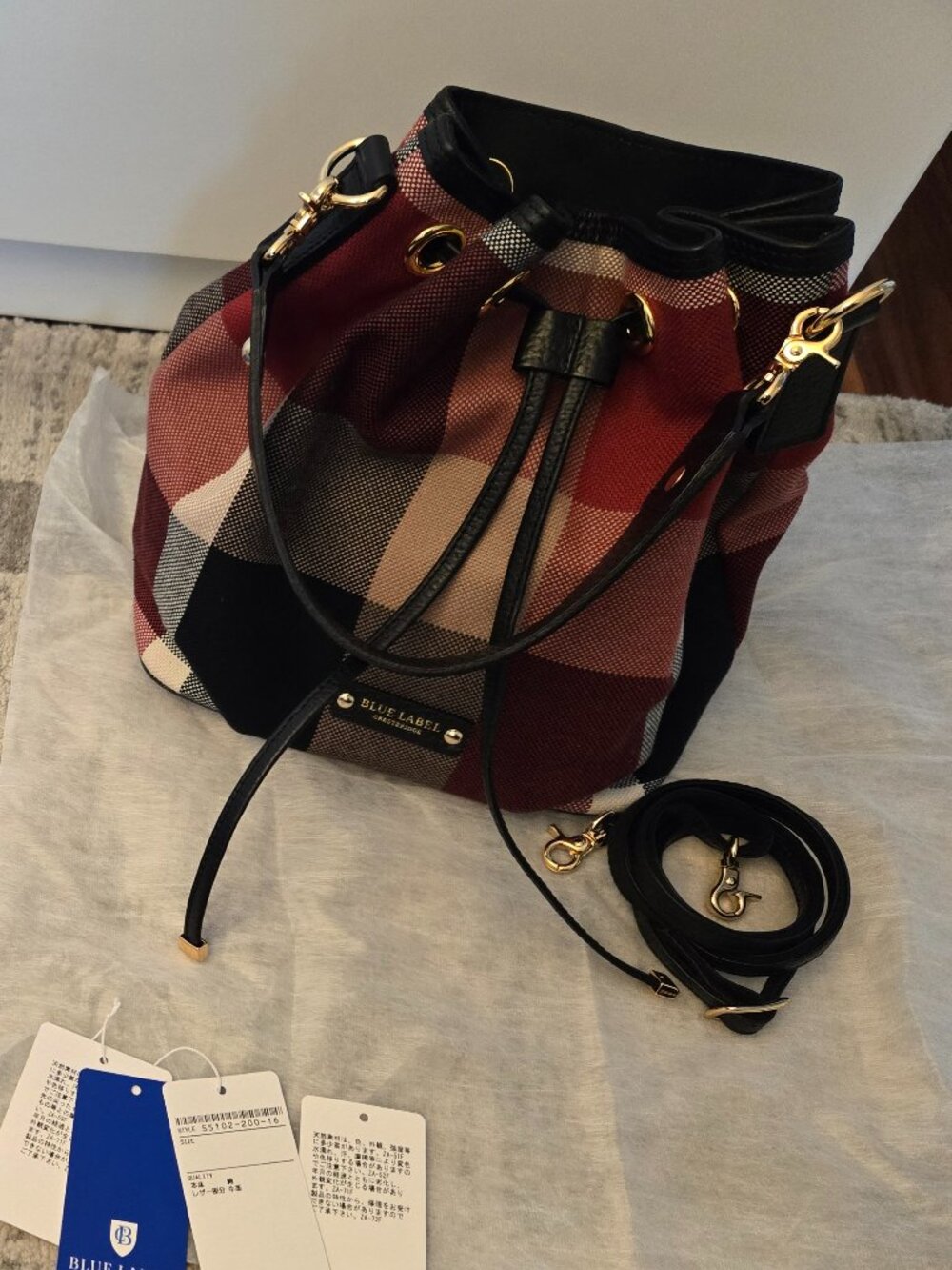 LIKE NEW Burberry Blue Label Crestbridge Check Canvas Bucket bag